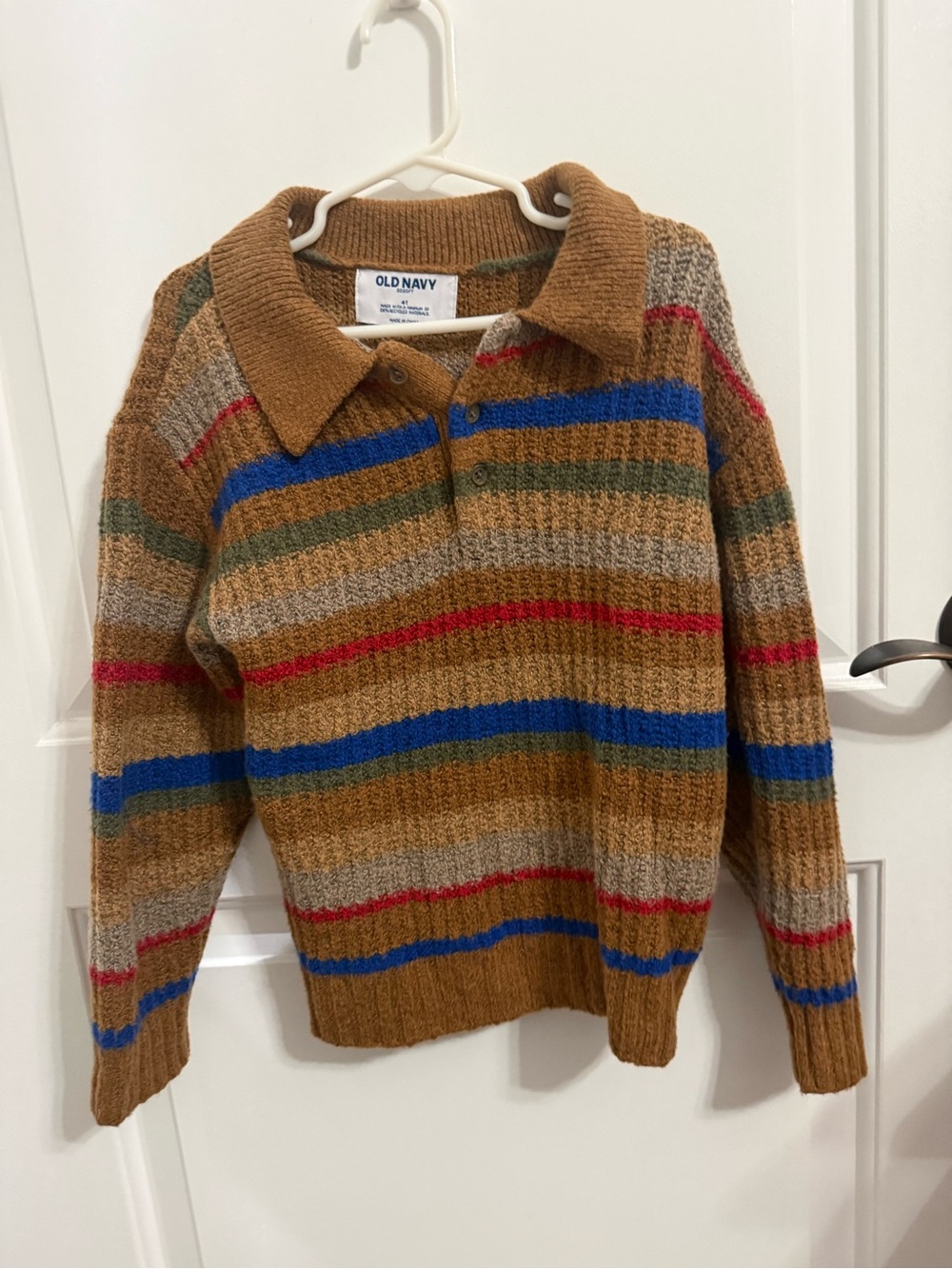 Old Navy kids Striped Crewneck Polo Sweater - Brown, Blue, Red, Green, Gray